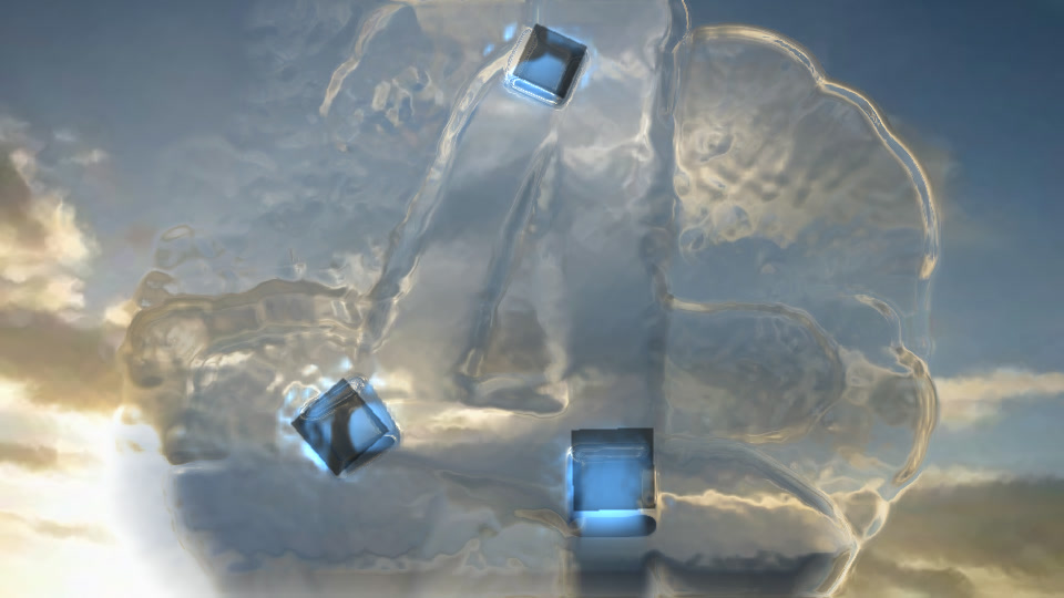 Cloud Cubes, an actual frame from Omadrop